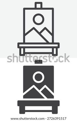 Canvas with picture different style icon set. Line, outline and solid icon versions with editable stroke. Vector sign and symbol for school art. Canvas icon.