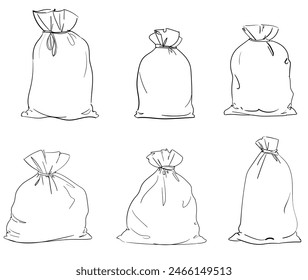 Canvas sack closeup bag vector illustration 