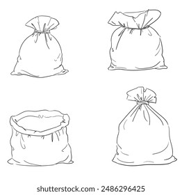 Canvas Sack Nahaufnahme Tasche Vektorillustration 