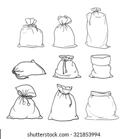 Canvas sack closeup bag vector illustration 