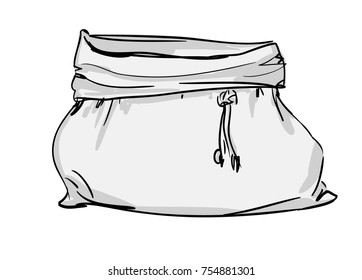 Canvas sack closeup, bag vector illustration