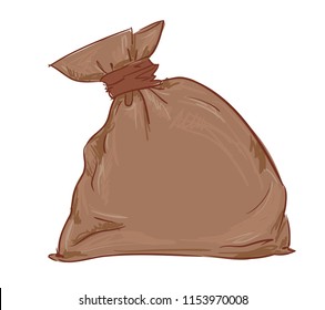 Canvas sack closeup, vector illustration bag