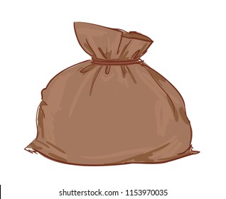 Canvas sack closeup, vector illustration bag