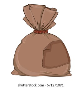 Canvas sack closeup, vector illustration bag 