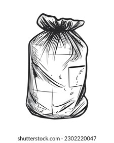 icono de dibujo de sacos de lienzo aislado