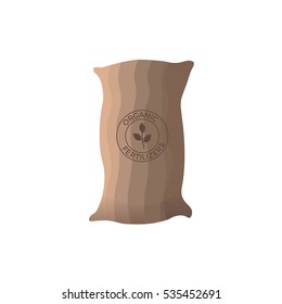 Canvas sack with fertilizers, vector illustration