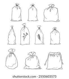 Ilustração do vetor do saco de close-up do conjunto da bolsa da lona 