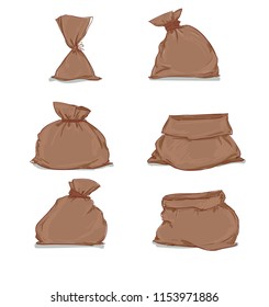 Canvas sack set vector Illustration.