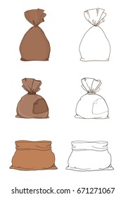Canvas sack set, vector illustration bag 