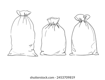 Bolso de lona de Vector. Dibujado a mano Ilustración de un saco de lona.