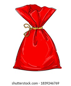 Canvas sack vector canvas bag illustration christmas santa claus red bag