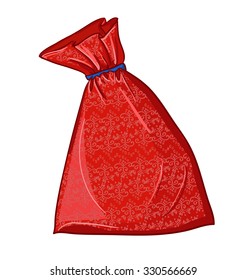 Canvas sack vector. canvas bag. Illustration of a canvas sack. Christmas bag. Santa Claus red bag