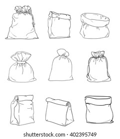 Canvas sack vector. canvas bag. Illustration of a canvas sack. set canvas sack