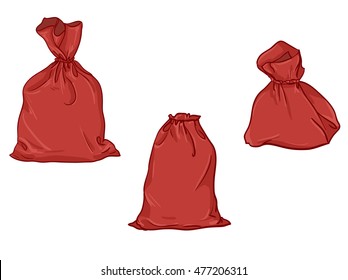 Canvas sack vector. canvas bag. Illustration of a canvas sack. Christmas bag. Santa Claus red bag