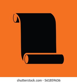 Canvas scroll icon. Orange background with black. Vector illustration.