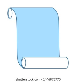 Canvas Scroll Icon. Thin Line With Blue Fill Design. Vector Illustration.