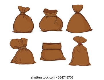 Canvas set sack vector. canvas bag. Illustration of a canvas sack