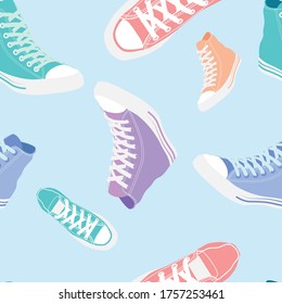 Canvas Shoe Retro 80s Seamless Repeat pattern