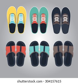 canvas shoe and slipper vector