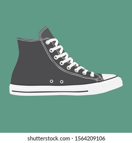 Canvas Shoes High Black Vector EPS Format. You can change the color with your favorite color.