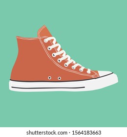 Canvas Shoes High Red Vector EPS Format. You can change the color with your favorite color.