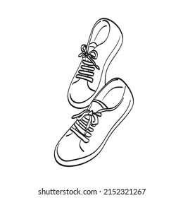 Canvas Shoes Illustration Vector Hand Drawn Isolated On White Background Line Art.