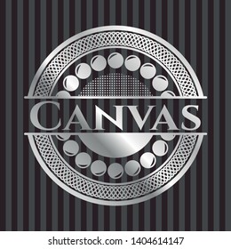 Canvas silver shiny badge. Vector Illustration. Mosaic.
