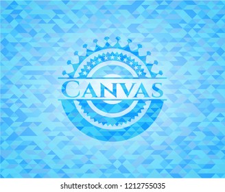 Canvas sky blue emblem with mosaic background