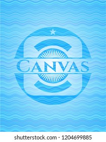 Canvas sky blue water wave style badge.