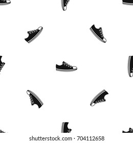 Canvas sneaker pattern repeat seamless in black color for any design. Vector geometric illustration