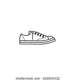 Canvas sneaker or Plimsoll shoe vector  lineicon. Footwear outline symbol.