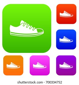Canvas sneaker set icon in different colors isolated vector illustration. Premium collection