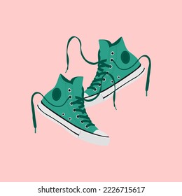 Canvas sneaker shoes. Flat design, isolated, classic shoes. Vector illustration