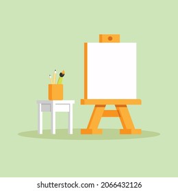 Canvas stand flat design illustration