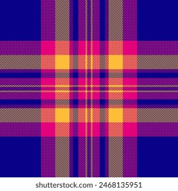 Canvas tartan vector seamless, store fabric plaid background. British pattern texture textile check in indigo and mexican pink colors.
