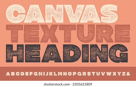 Canvas Texture Font. Works well at small sizes. Highly detailed individually textured characters with a really rough, print on canvas texture. 