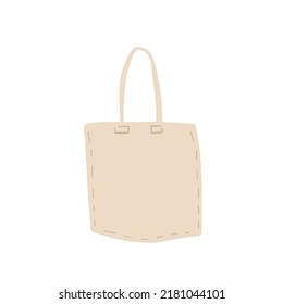 Canvas Tote bag. Cloth eco shopper. Flat cartoon illustration. Reusable Bag for Groceries