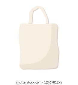 canvas tote bag eco recycle flat design isolated on white background