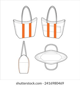 Plantilla de vectores de bolso de tela