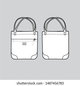 canvas tote shoulder bag isolated- vector