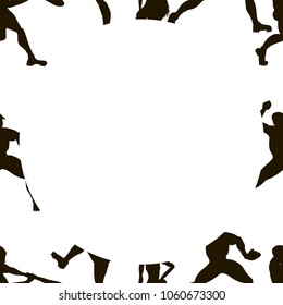 Canvas. Vector hand drawn silhouettes of a  baseball players . Cute cartoon character.