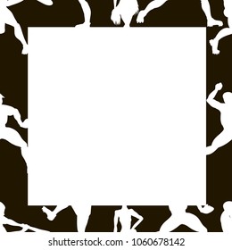 Canvas. Vector hand drawn silhouettes of a  baseball players . Cute cartoon character.