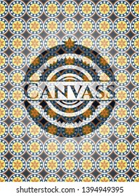 Canvass arabic style badge. Arabesque decoration.