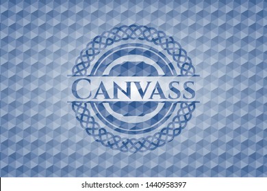  Canvass blue hexagon emblem. Vector Illustration. Detailed.