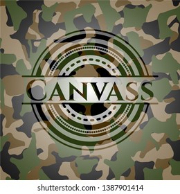 Canvass on camo texture. Vector Illustration. Detailed.