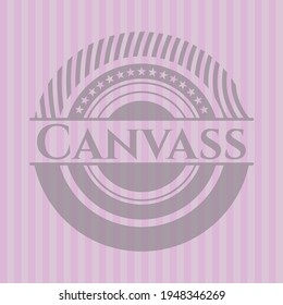 Canvass vintage pink emblem. Vector design. 