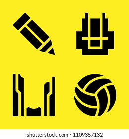 canyon, backpack, pencil and volleyball vector icon set. Sample icons set for web and graphic design