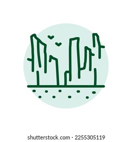 Canyon black line icon. Nature landscape. Pictogram for web page