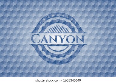 Canyon blue hexagon badge. Vector Illustration. Detailed.