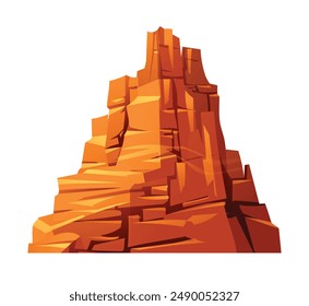 Canyon cliff with sharp edges. Desert rock, hill or mountain vector cartoon illustration isolated on white background
